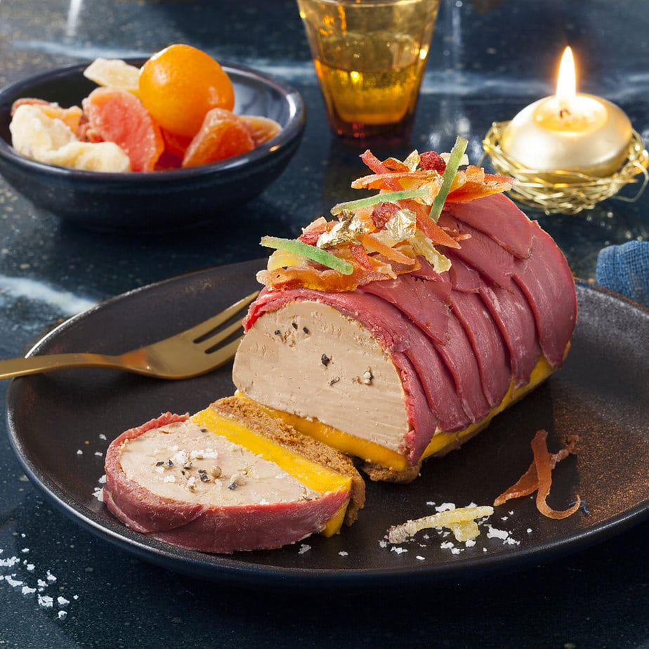 Bûche de Noël au Foie Gras et Magret de canard