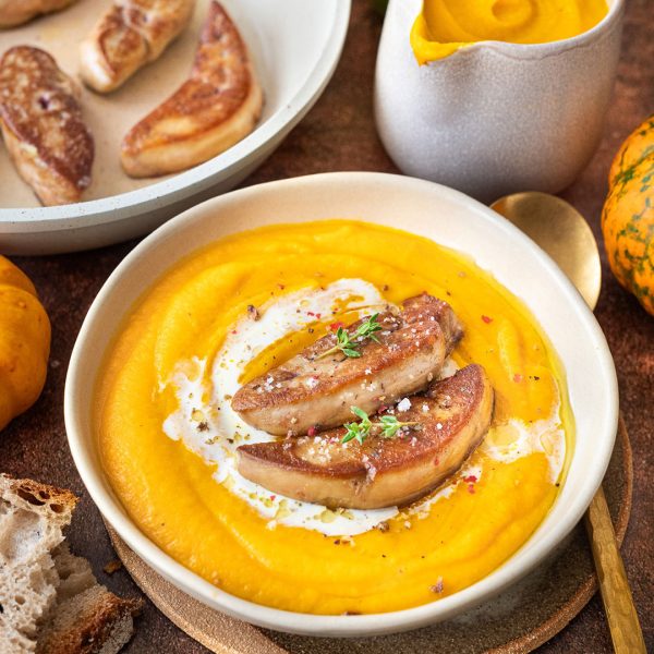Le velouté acidulé au potimarron & Foie Gras poêlé