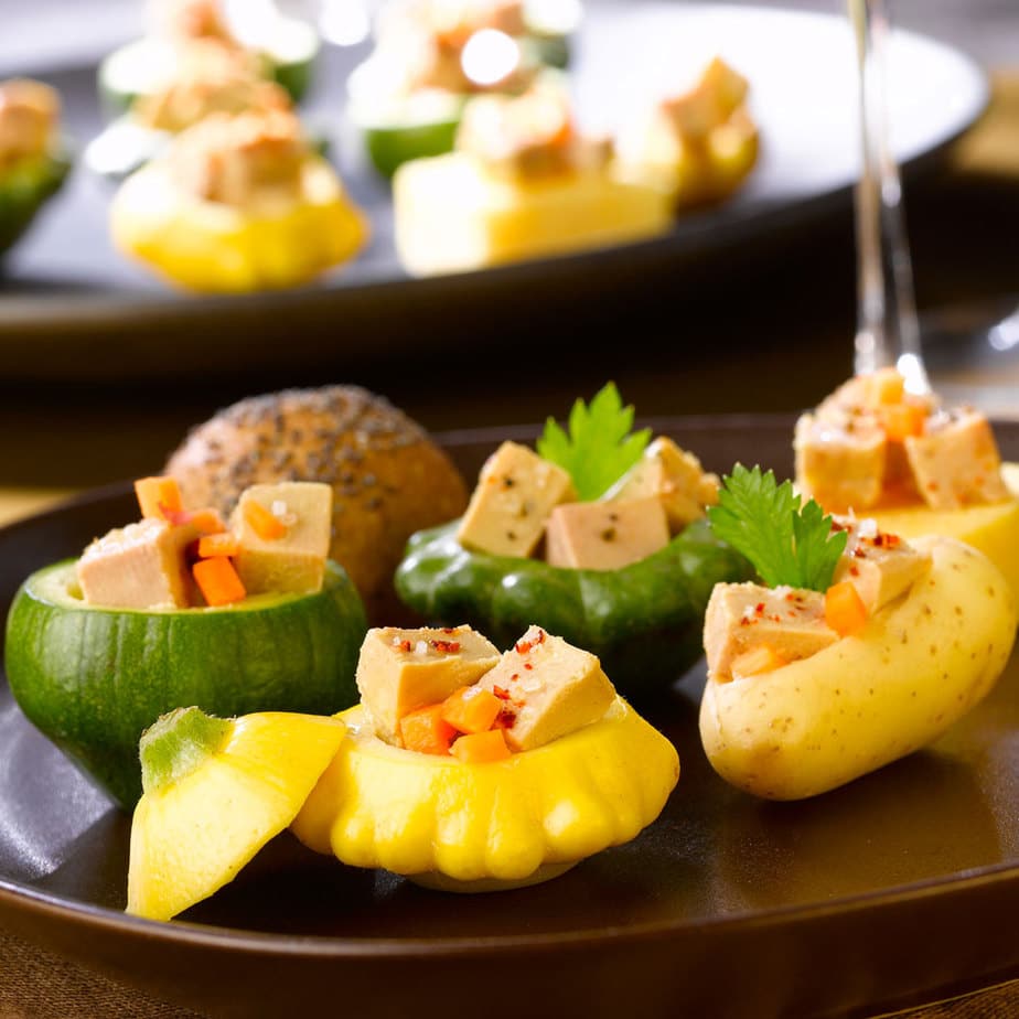 Les cubes de Foie Gras en mini-légumes