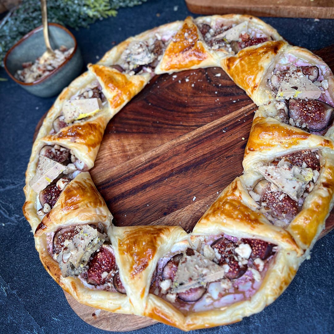 Couronne feuilletée Foie Gras figues et chèvre