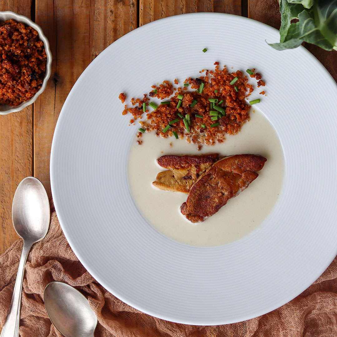 Foie Gras poêlé sur crème de chou-fleur