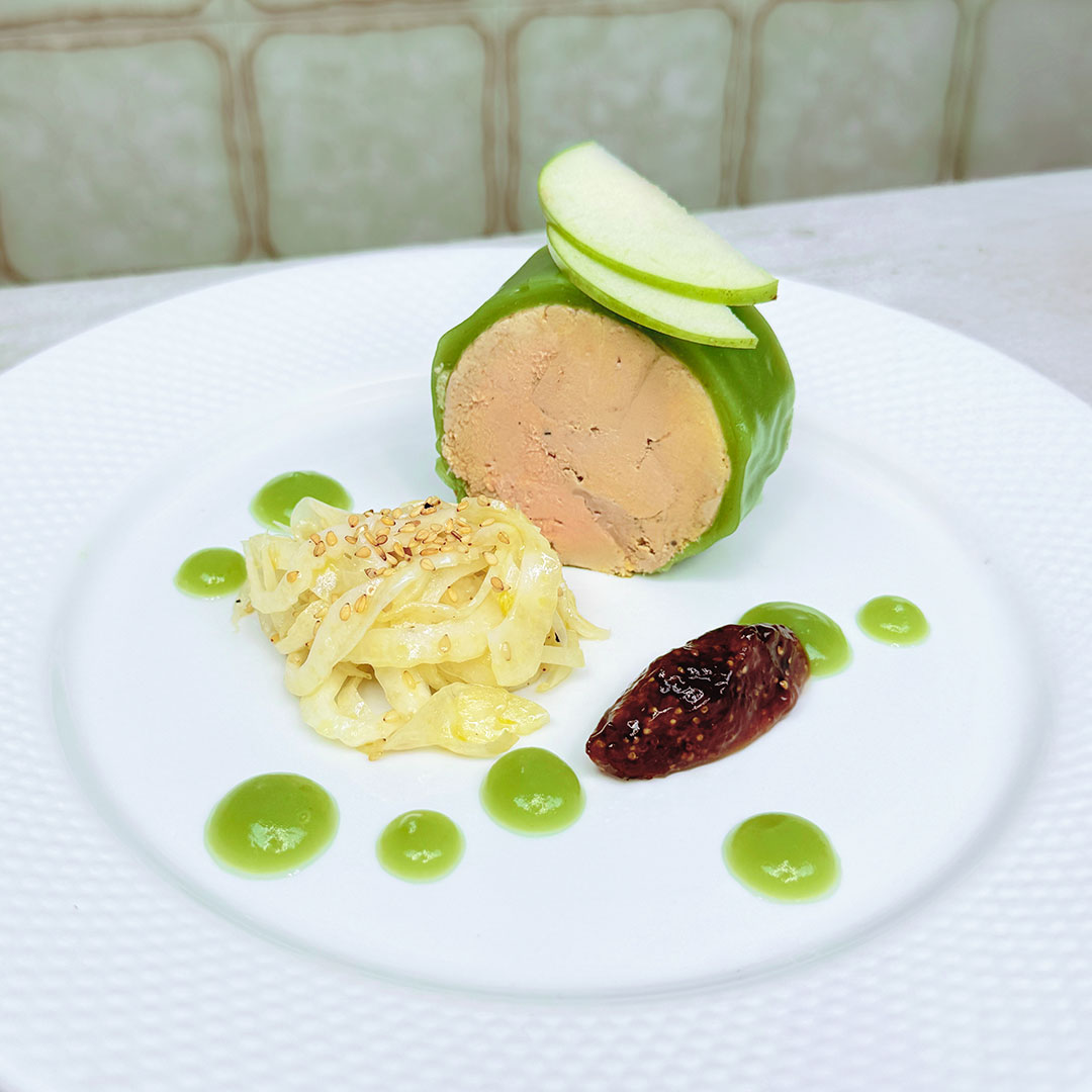 Foie Gras en gelée de pommes vertes