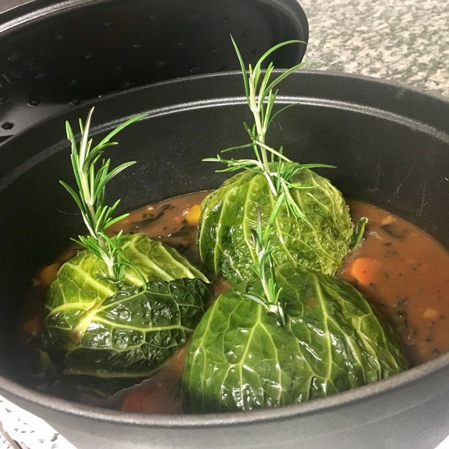 Chou farcis au Foie Gras et petites trompettes