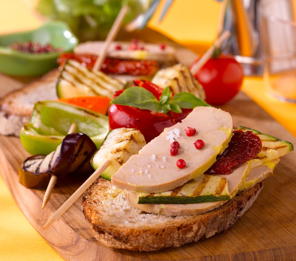 Foie Gras et petits légumes grillés