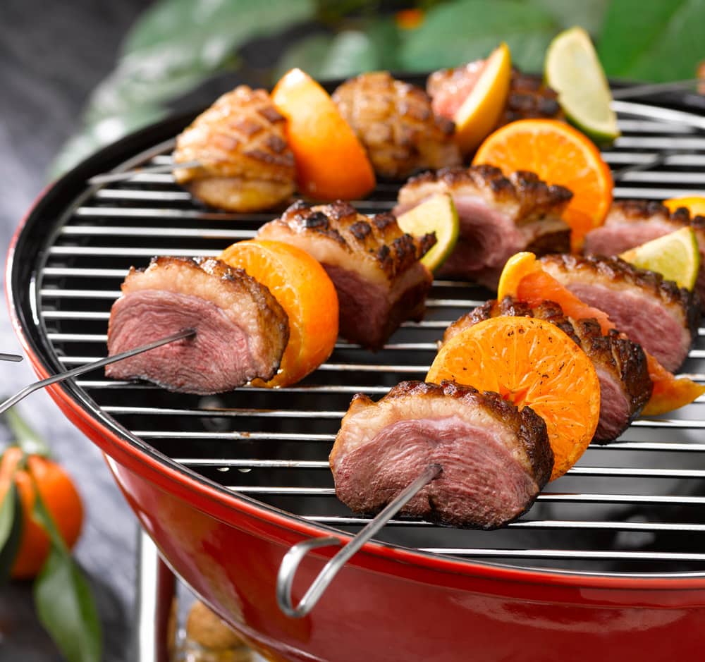 Les brochettes de Magret de canard aux agrumes
