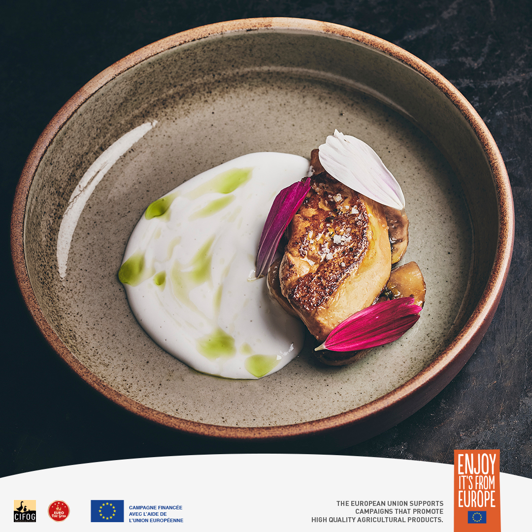 Foie gras poêlé, champignons sautés, crème de coco épicée par Matthias Marc