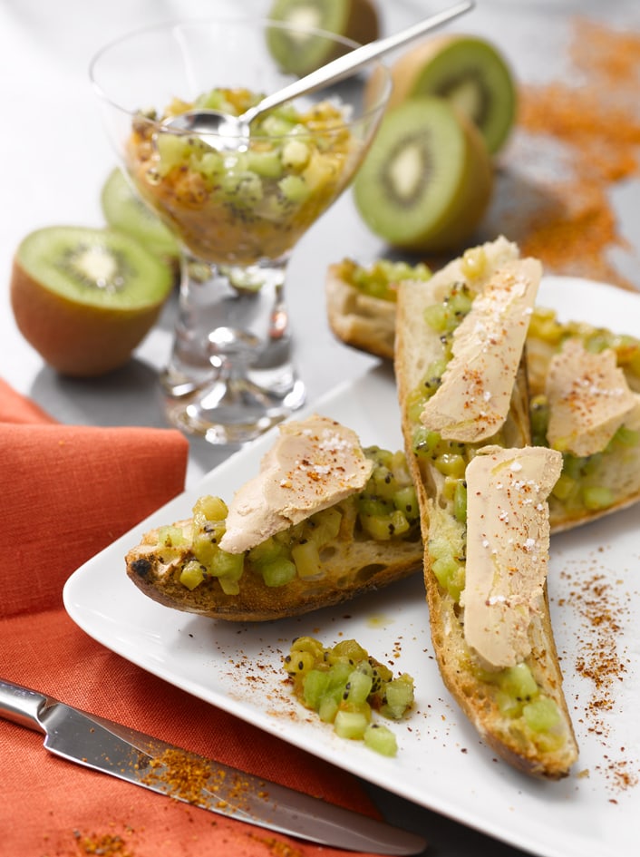 La Tartine de Foie Gras et sa Compotée de Kiwis au Piment d’Espelette par Florence Carayon, Meilleur Ouvrier de France Primeur