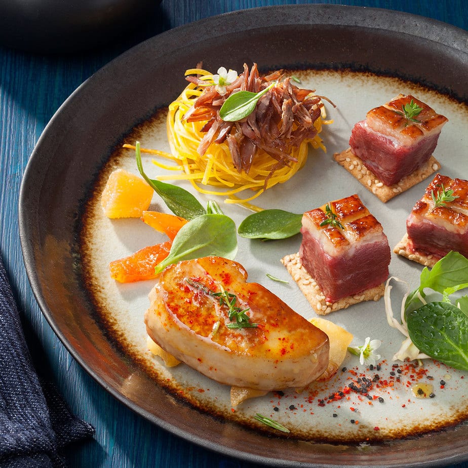 L&rsquo;assiette gourmande aux trois amis du canard gras