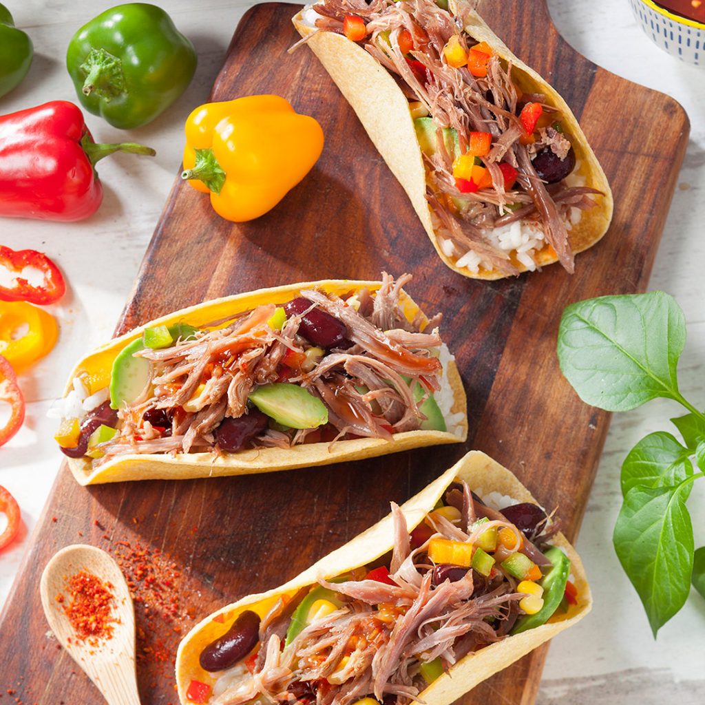 Les Tacos Tex Mex au Confit de canard en effiloché